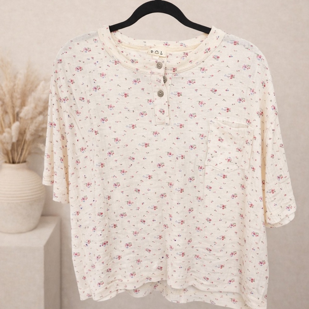 POL Cream Floral Sleeve Ditsy Print Blouse